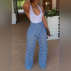 Womens cut out denim jeans